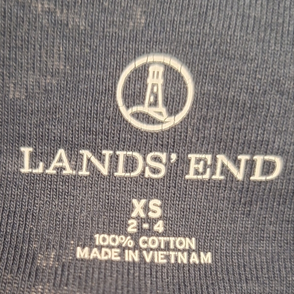 Lands' End Navy White Floral 3/4 Lengh Cotton Top - Picture 5 of 6